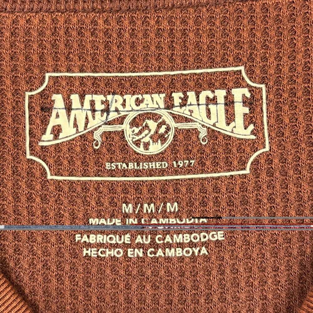 American Eagle Maine Thermal Shirt Womens M Gorpcore Cabin Core Waffle Knit Top - Picture 2 of 10